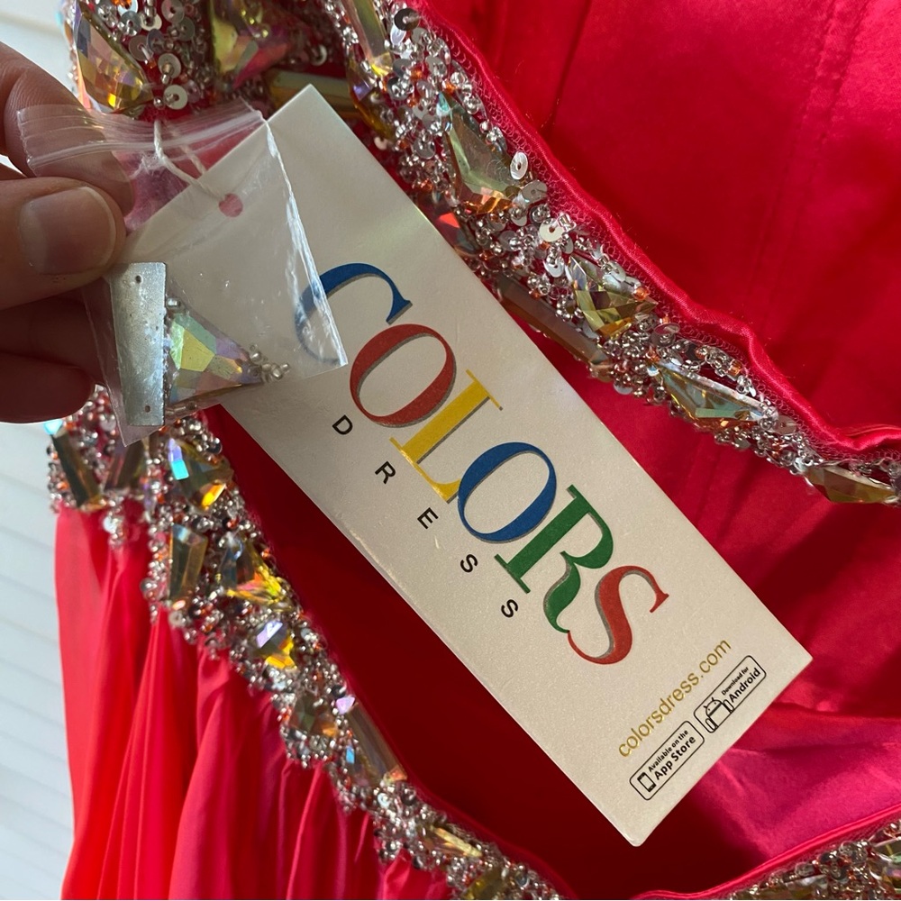 Colors Dress | NWT Bright Pink Sparkle Gem Dress | Size 12 - Picture 6 of 10